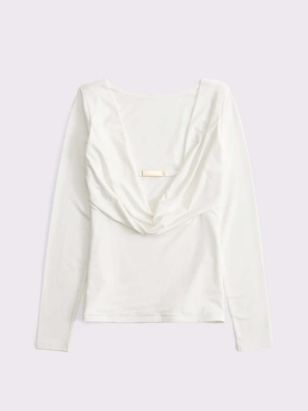 Abercrombie & Fitch White Long-Sleeve Cowl-Back Top